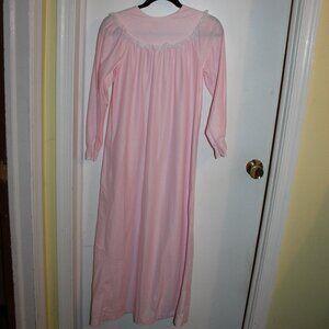 Vintage Cotillion Pink Brushed Polyester Long Night Gown